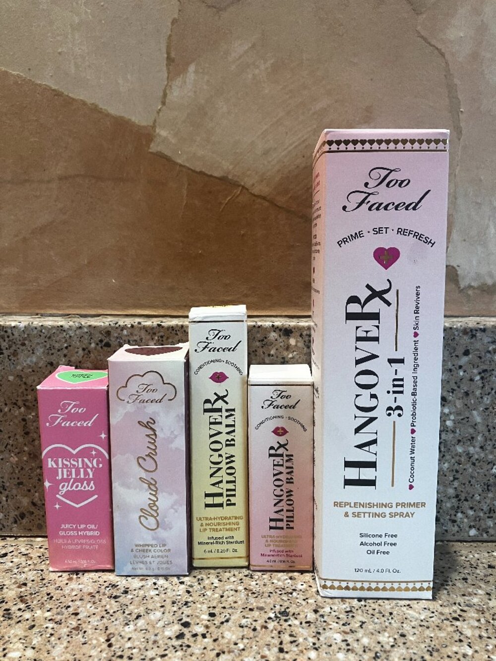 Too Faced Set of 2 Pillow Balms ,1  Jelly Gloss, 1 Cloud Creme Lip Gloss , Etc!